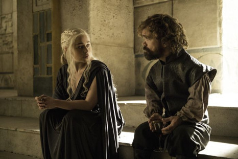 Daenerys and Tyrion hanging. One of them is probably drunk.