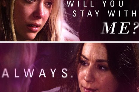 Hanna and Spencer in a scene from "Pretty Little Liars" Season 7 episode 1.