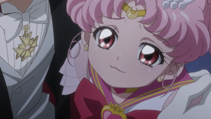 Chibi Moon, relieved to see Sailor Moon appears to be okay. 