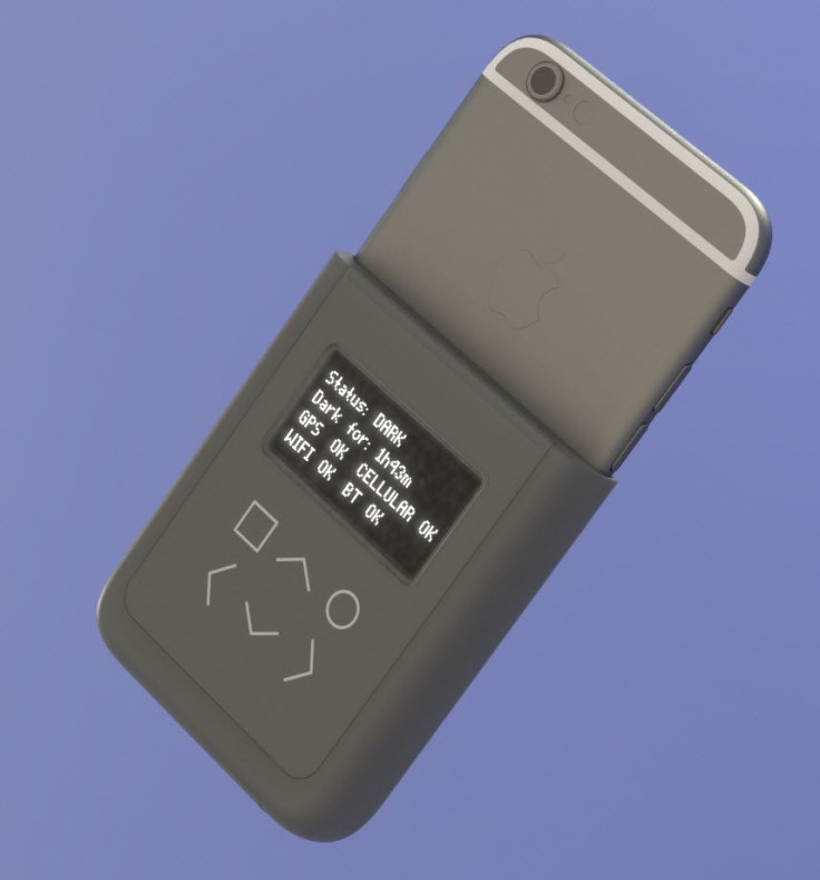 A rendering Snowden and Huang's iPhone case-like device that detects radio eavesdropping. 