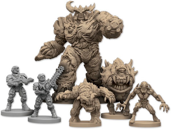 The miniatures found in DOOM: The Board Game