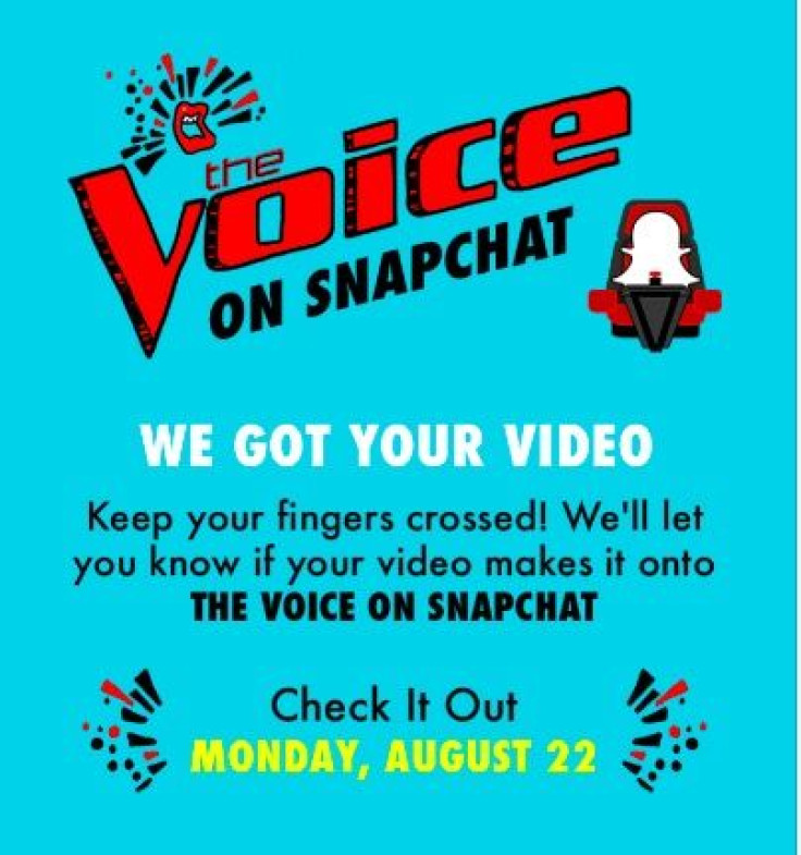 The Voice on Snapchat will debut August 22, 2017