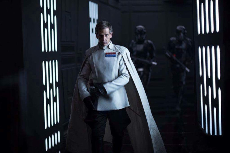 Orson Krennic and two Death Troopers on the Death Star. 