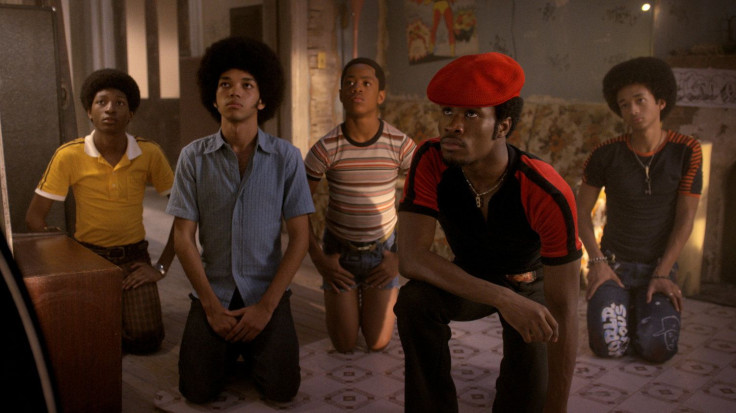 The Get Down stars from left to right: Skylan Brooks, Justice Smith, Tremaine Brown Jr., Shameik Moore, and Jaden Smith.