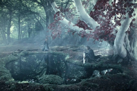 Ned and Catelyn in the godswood of Winterfell.