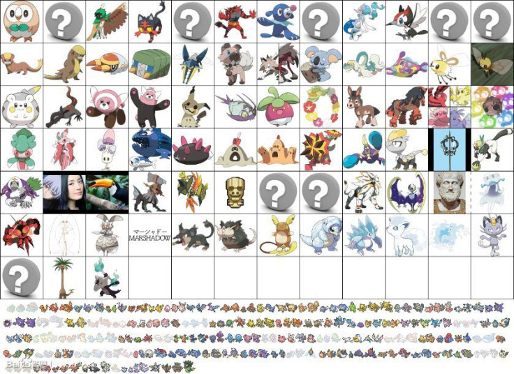The updated Chinese Riddler dex for 'Pokemon Sun and Moon'