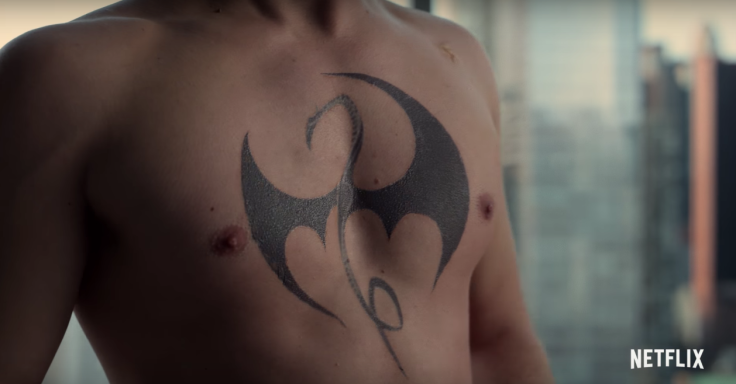 Our first look at Danny Rand's chest branded from battle with the Shou-Lao dragon. 