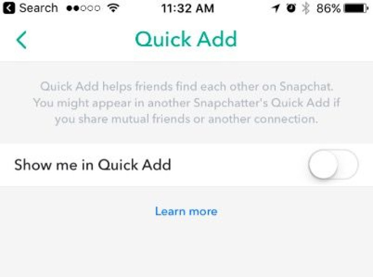 You can remove yourself from Quick Add suggestions by visiting the Snapchat settings menu