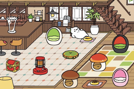 Tubbs is at home in the Cafe style remodel for Neko Atsume.