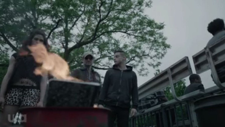 Mr. Robot watches Elliot burn his journal, which is not so coincidentally titled 'Red Wheelbarrow.'