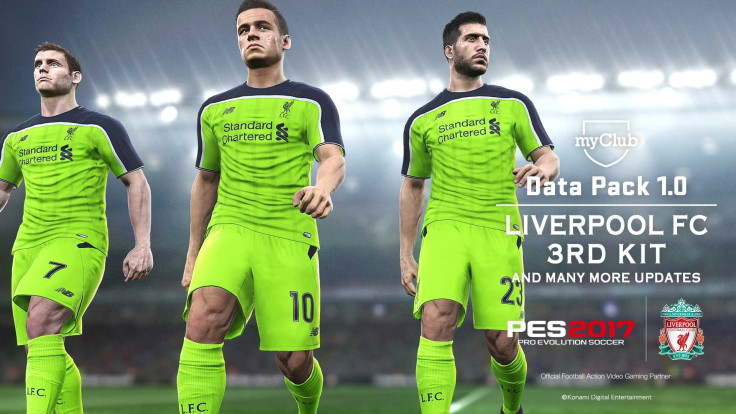 PES 2017's Data Pack 1 features Liverpool's 3rd jersey kit. 