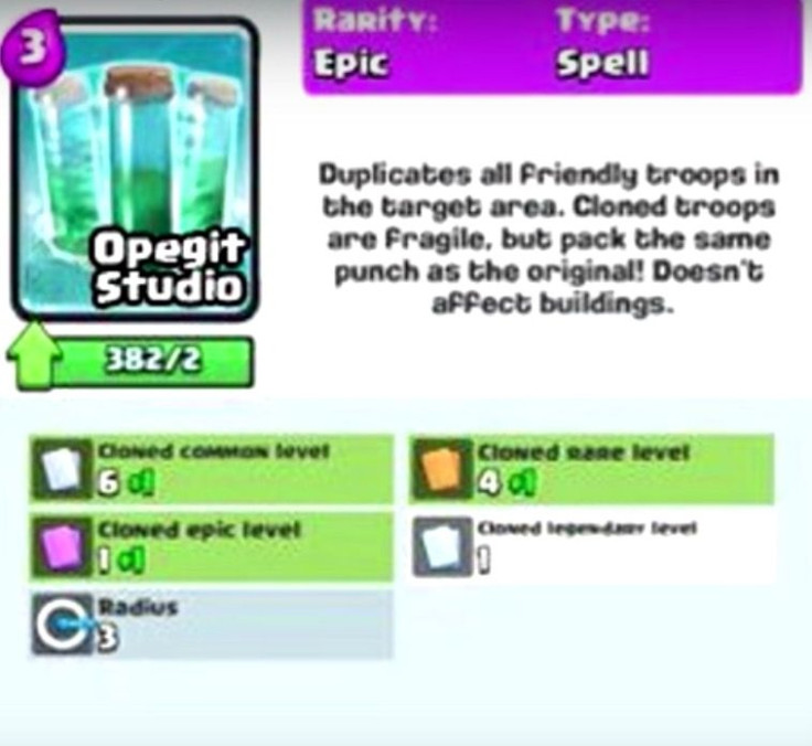 A leaked photo of the Duplication Spell appeared online over the weekend and could be a new epic card added to Clash Royale this month.