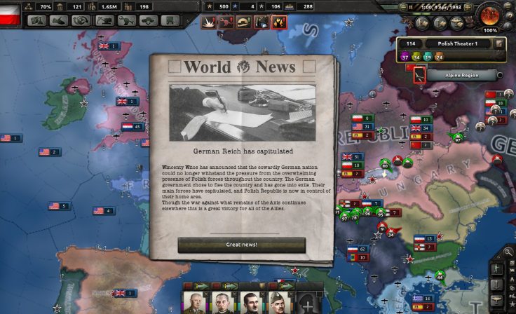 Germany surrenders to Poland in Hearts of Iron 4