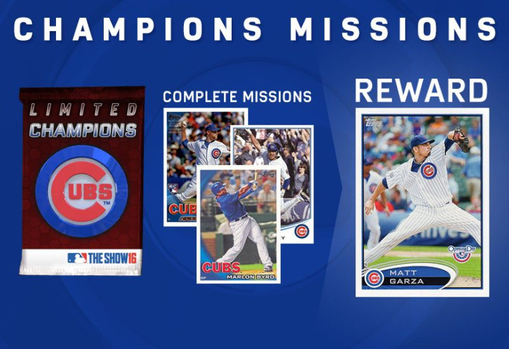 MLB 16 The Show released a Chicago Cubs Champions Card Pack and Champions Missions for the game's Diamond Dynasty mode. 