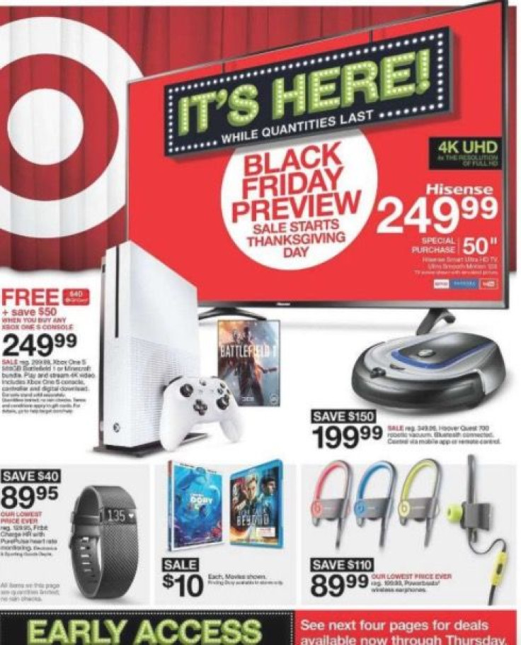 Target will begin it's Black Friday doorbuster deals and sales at 6 pm Thanksgiving night
