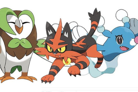 The three starter Pokemon in Sun and Moon in their first evolved form