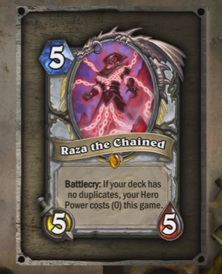 Raza The Chained, Priest's newest Hearthstone Legendary from Mean Streets Of Gadgetzan