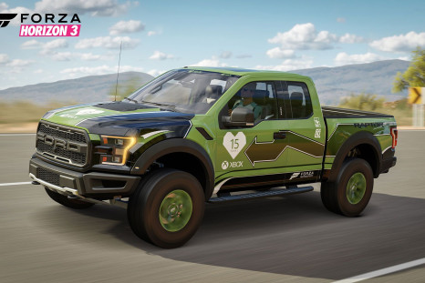 A Ford Raptor in custom green livery celebrates the 15th anniversary of the original Xbox console.