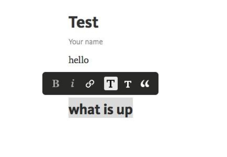 Changing the font style on Telegra.ph is as simple as selecting text.
