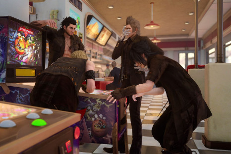 Noctis and the boys enjoying Justice Monsters Five