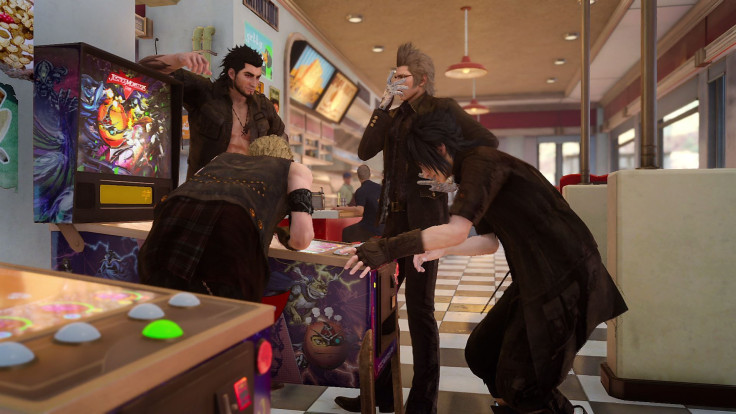 Noctis and the boys enjoying Justice Monsters Five