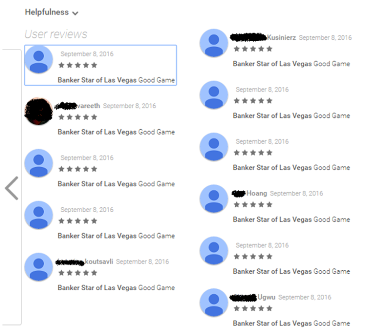 Gooligan leaving fake ratings on malware app.
