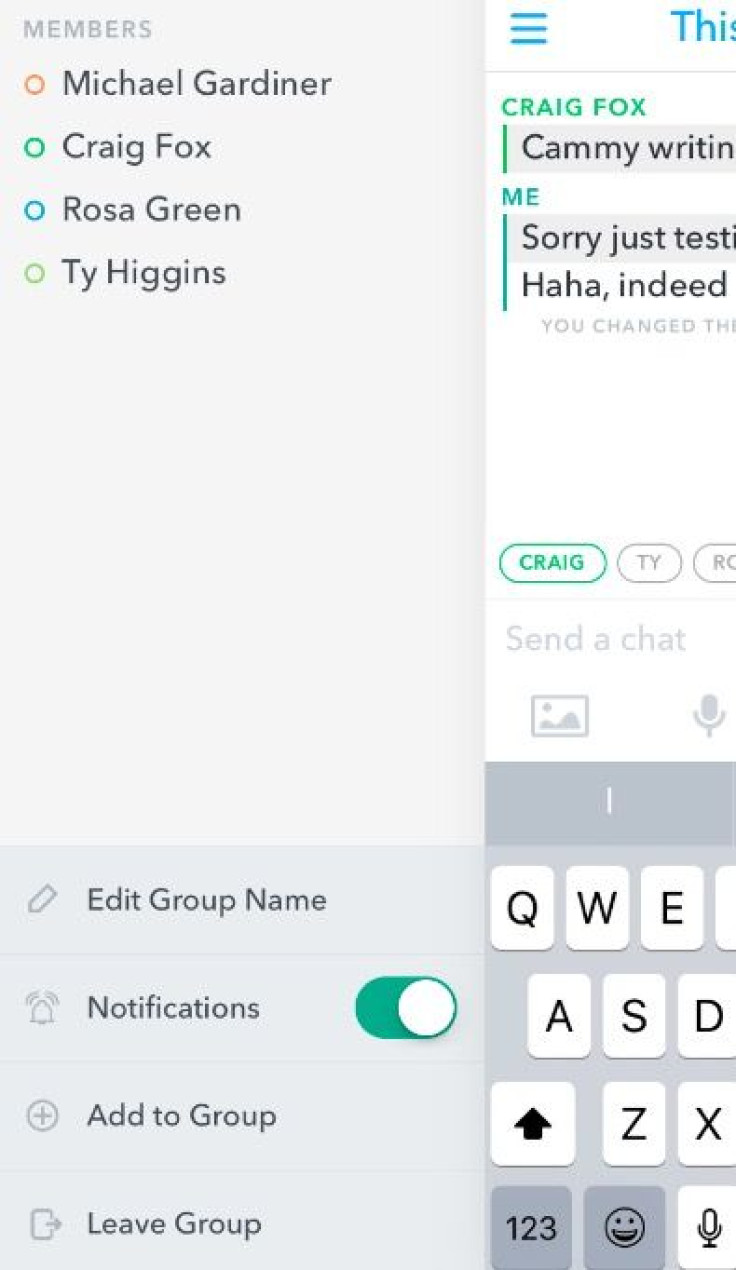 You can do other things in Snapchat's group chat like leave a group, add members, get notifications and more through the menu icon.