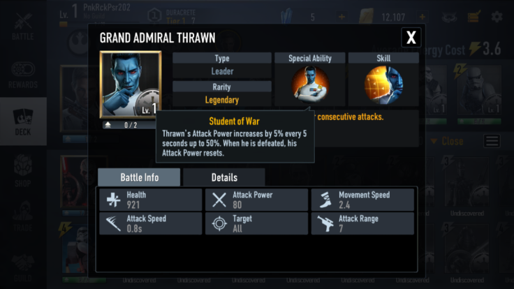 Thrawn's unique health perks make him one of the most interesting Leaders in 'Star Wars: Force Arena.' Just keep him alive and watch the magic happen.