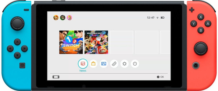 The home menu for the Nintendo Switch