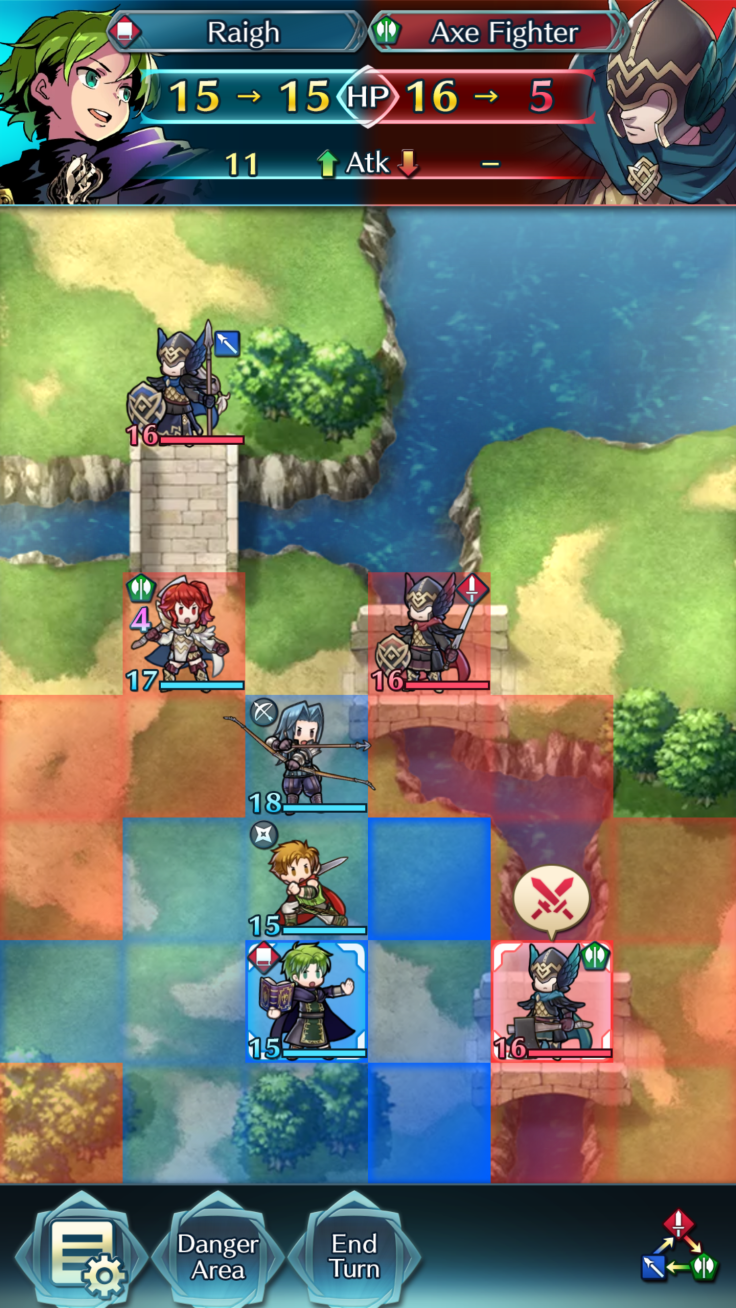 The battle logo will appear when your hero is in range to attack.