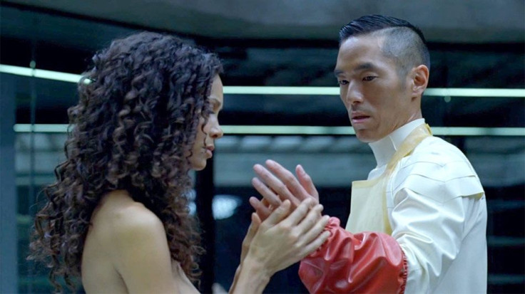 Thandie Newton as Maeve (L) and Leonardo Nam as Felix (R).