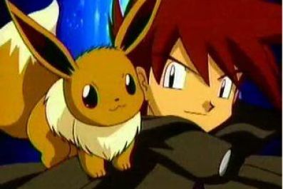Gary and his Eevee in the 'Pokemon' anime.