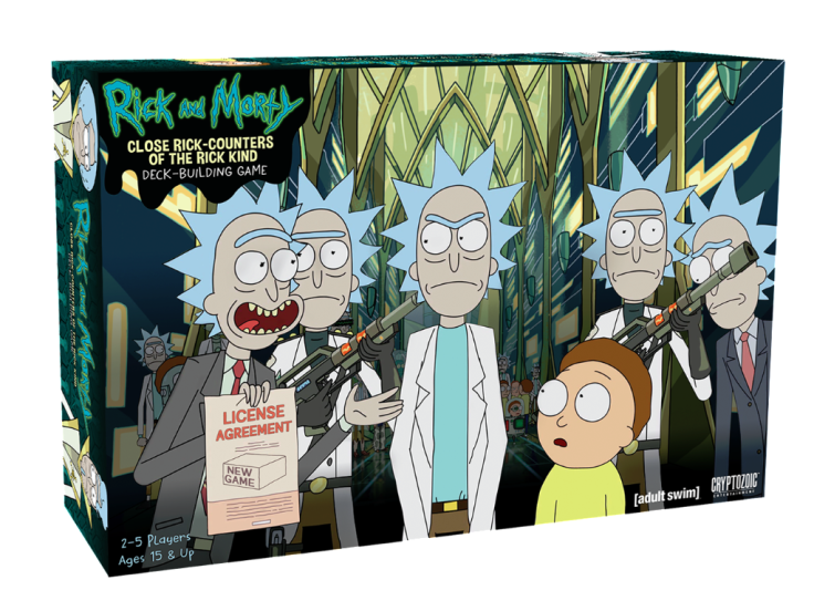 The box for Rick and Morty: Close Rick-Counters of the Rick Kind Deck-Building Game