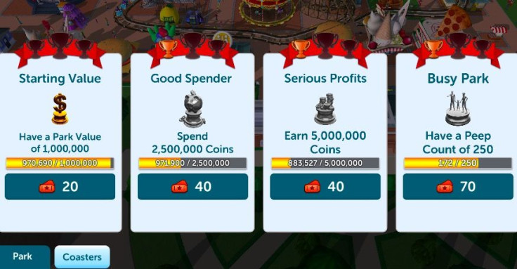 Completing trophy challenges will earn you tons of tickets and decorative trophies for your park in RollerCoaster Tycoon Touch.