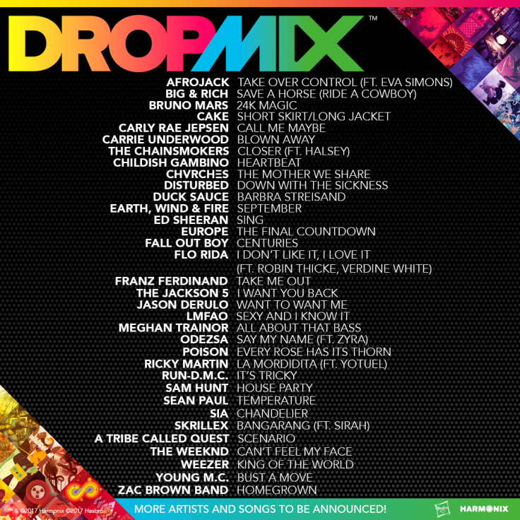 The list of songs confirmed so far for DropMix