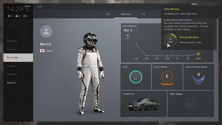 The 'Driver Profile' of GT Sport.