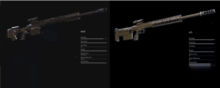 MSR Vs. HTI sniper rifle stats in 'Ghost Recon Wildlands.'