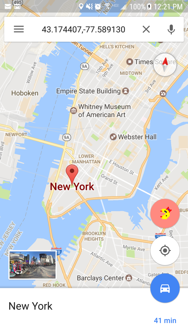 The Ms. Pac-Man button can be found in the lower right corner of Google Maps on your phone