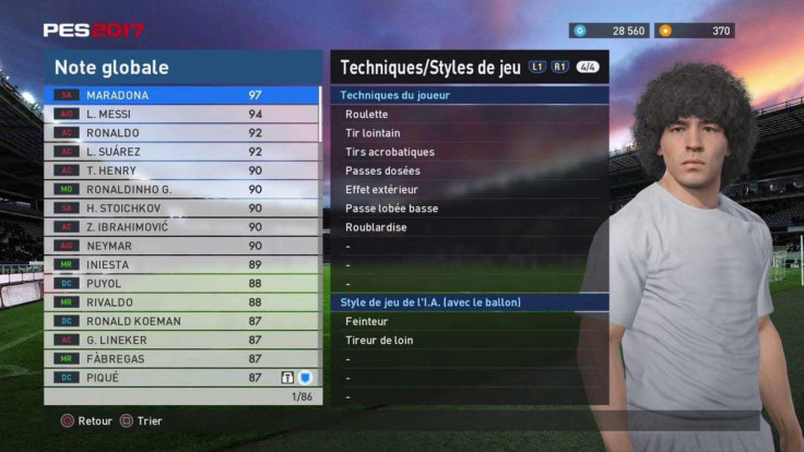 PES 2017 allegedly used Diego Maradona's likeness in its game without consent.