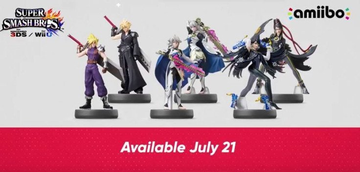 Both versions of Cloud, Corrin and Bayonetta amiibo.