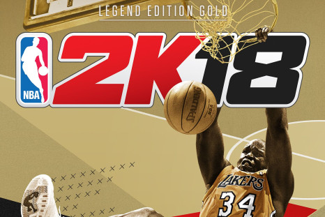 Shaquille O'Neal gracing the cover of 'NBA 2K18 Legend Edition Gold'.