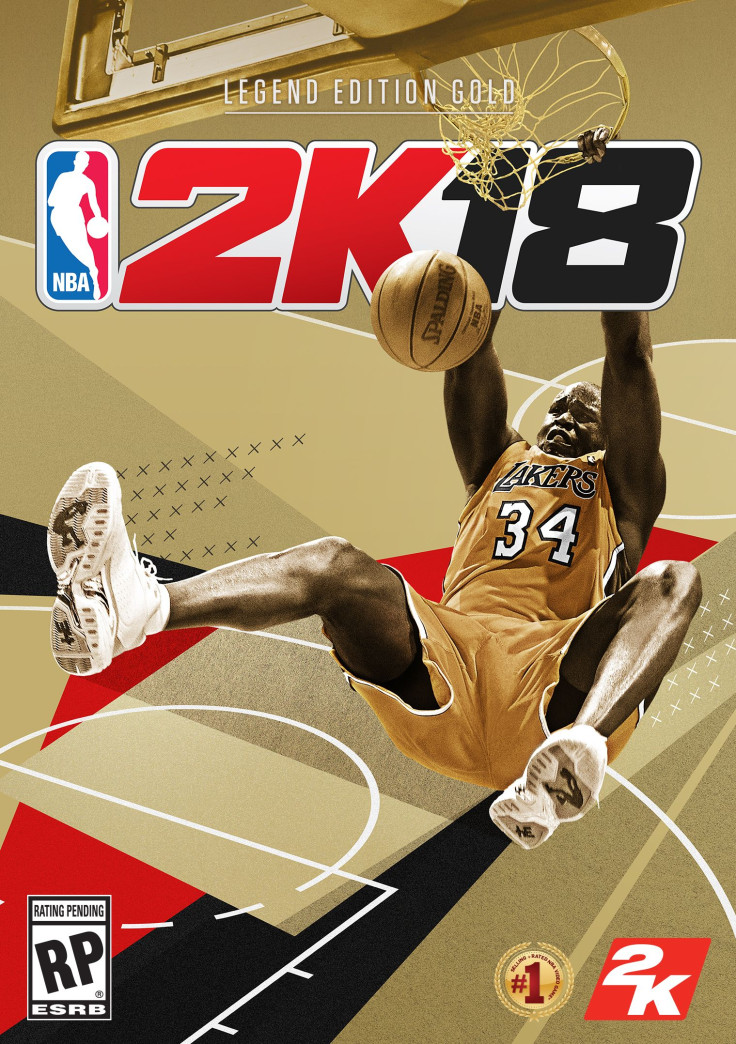 Shaquille O'Neal gracing the cover of 'NBA 2K18 Legend Edition Gold'.