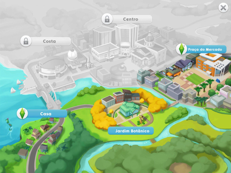 The Sims Mobile world map.