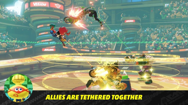 Partners are tethered together in 2 vs 2 matches.