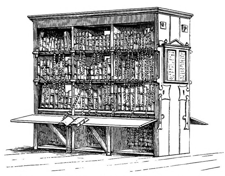 One of the shelves in Hereford Cathedral's chained library.
