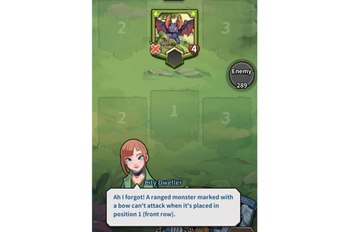 When starting a Card Monsters round, remember that the center spot is reserved for Melee/Magic attackers. If you lay a Ranged character first, it won't have any attack value.