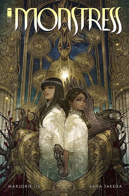 Monstress is written by Marjorie Liu, illustrated by Sana Takeda.
