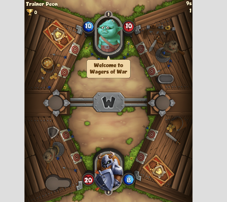 Wagers of War has two phases of gameplay, the first of which is inspired by classic War card game elements.