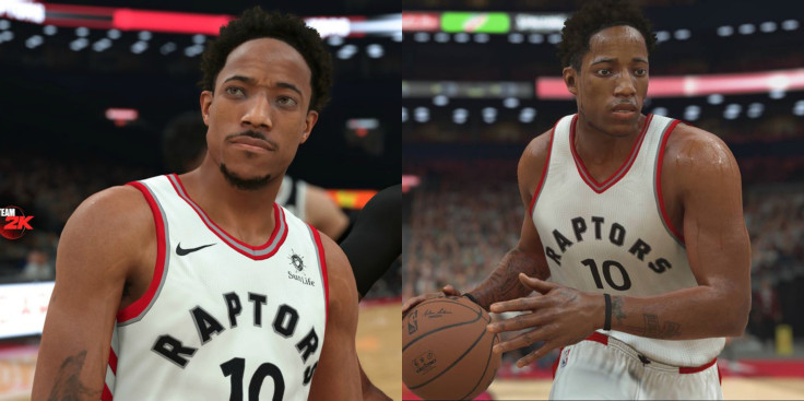 DeMar DeRozan definitely has a lot more facial detail in the NBA 2K18 model on the left.