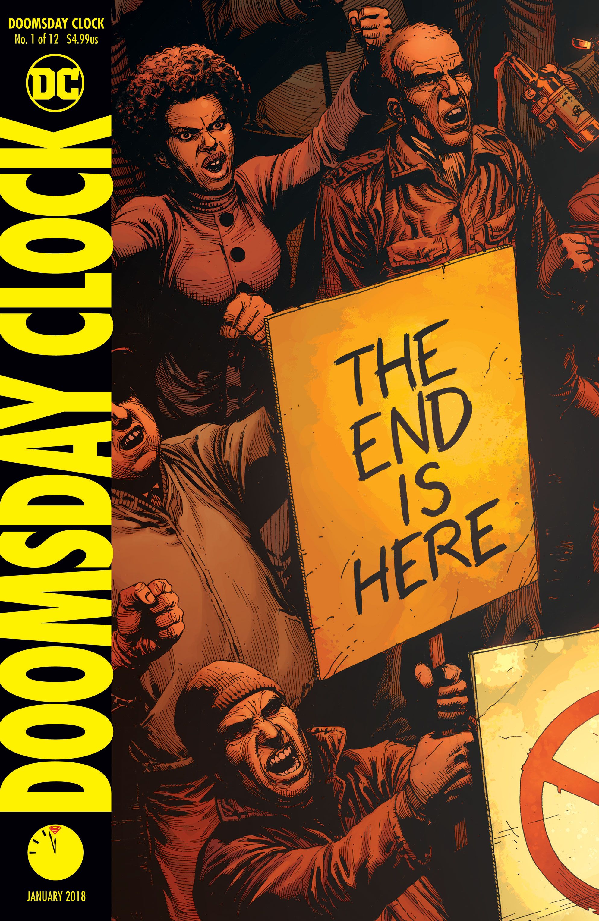 Doomsday Clock 1 main cover by series artist Gary Frank. 